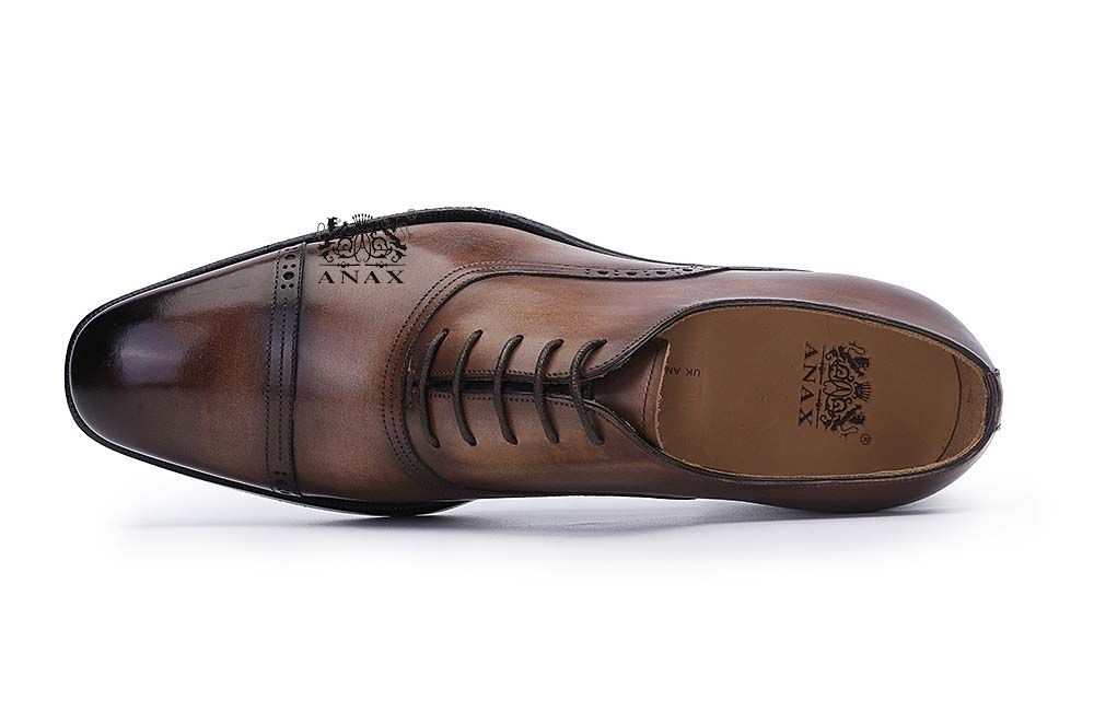 Brown Leather Brogue Oxford Shoes