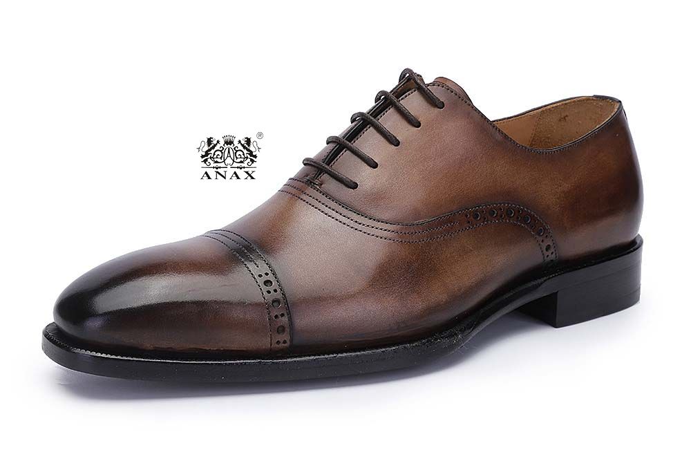 Brown Leather Brogue Oxford Shoes