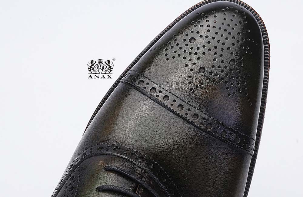 Black Leather Brogue Oxford Dress Shoes